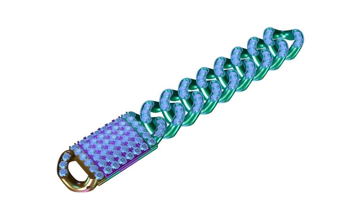 Diamond Cuban Link Bracelet 4 3D print model_5