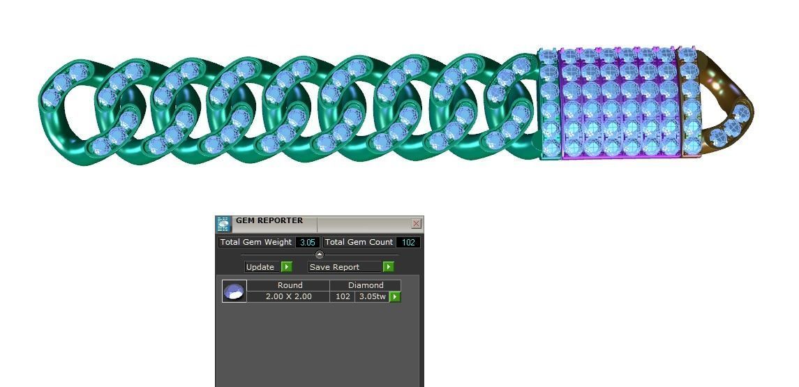 Diamond Cuban Link Bracelet 4 3D print model_9