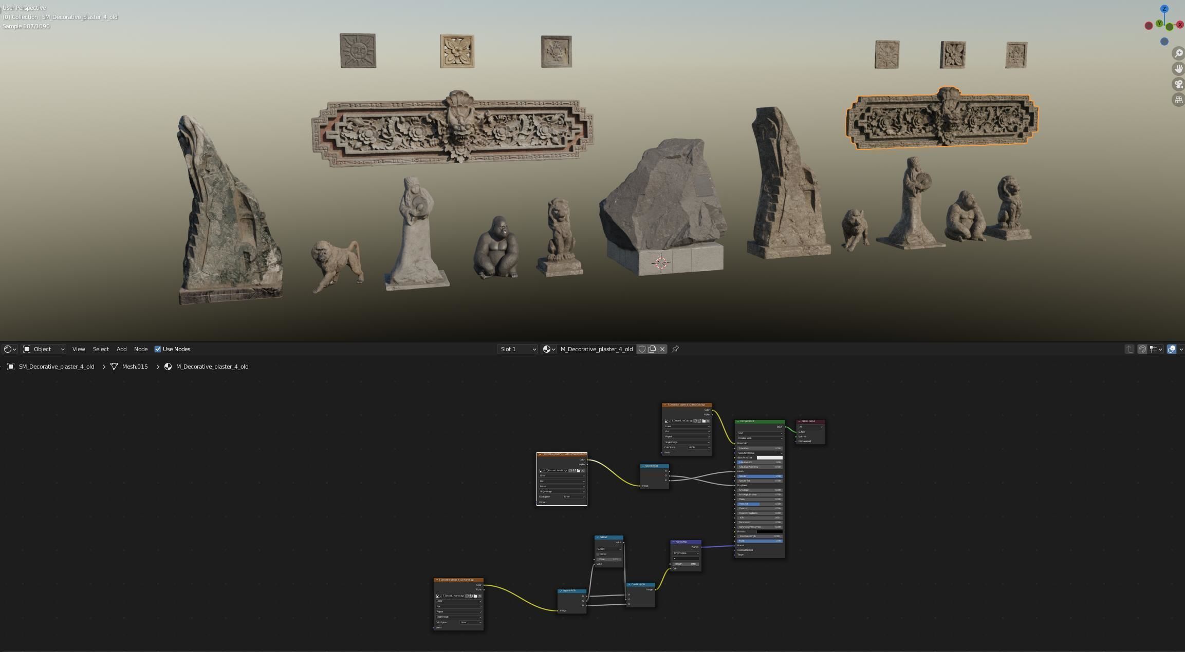 Set of old statues and ethnic deities Low-poly 3D model_15