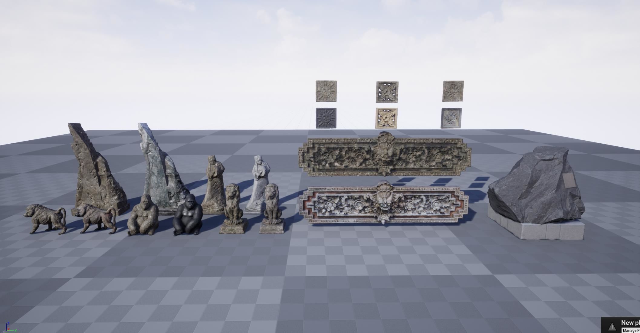 Set of old statues and ethnic deities Low-poly 3D model_18