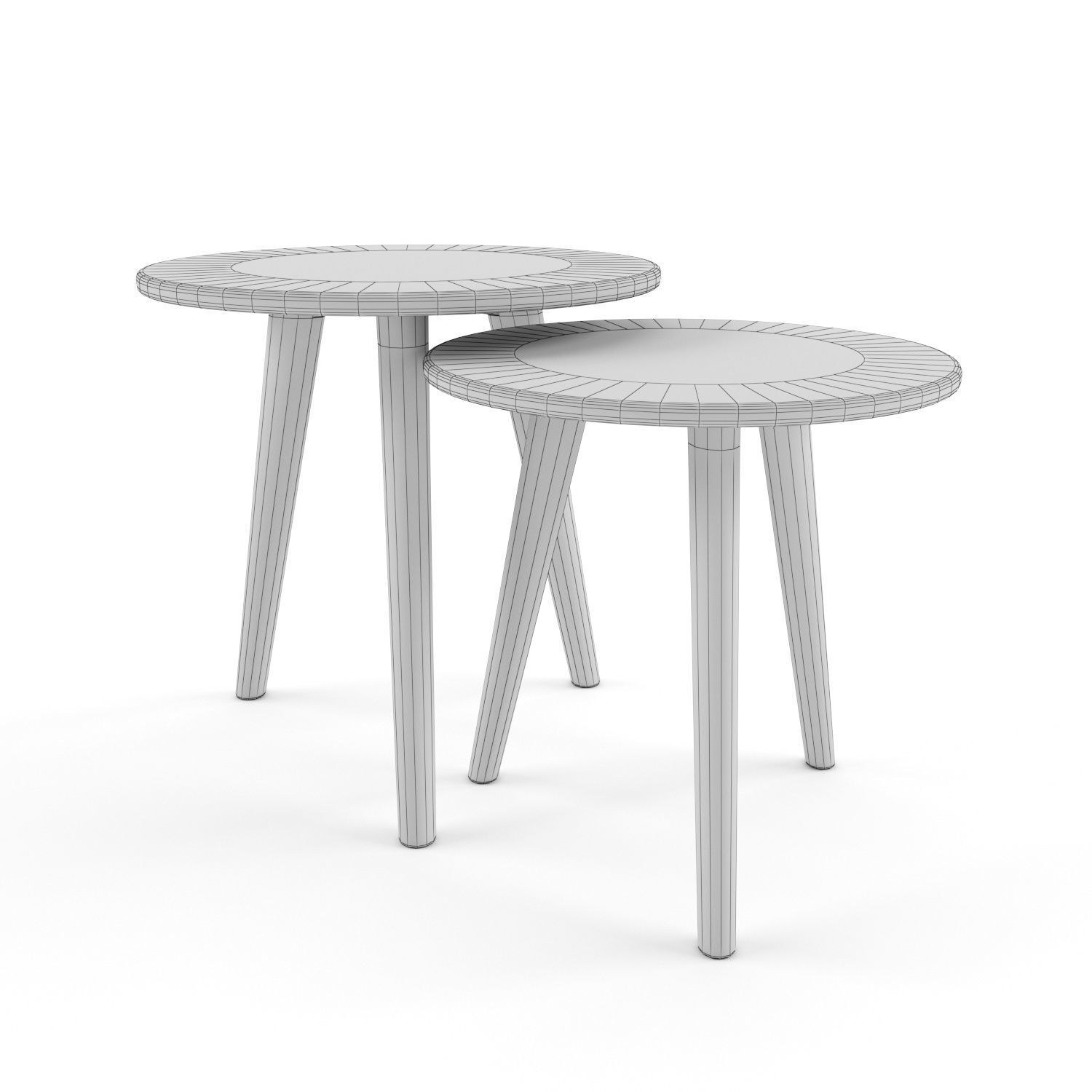 Bodine 2-element Scandinavian round side table 3D model_1