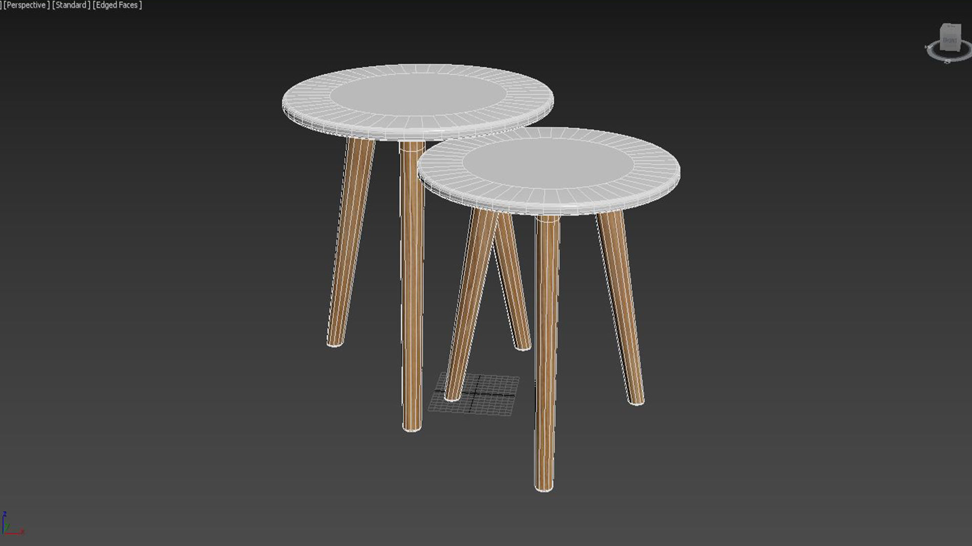 Bodine 2-element Scandinavian round side table 3D model_2