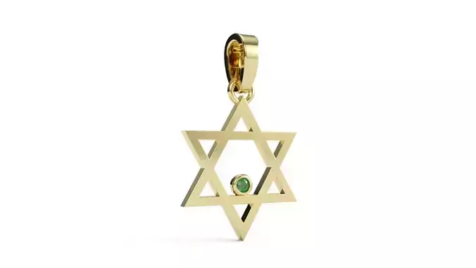 Star Of David 20 mm Small Plain Pendant 2 mm Bezel Diamond