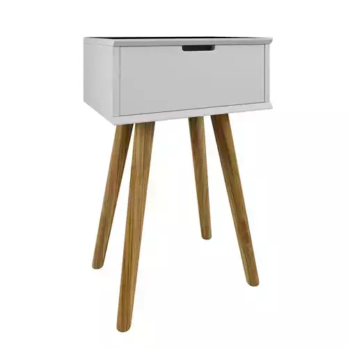 Mitra Bedside Table White 1 Drawer