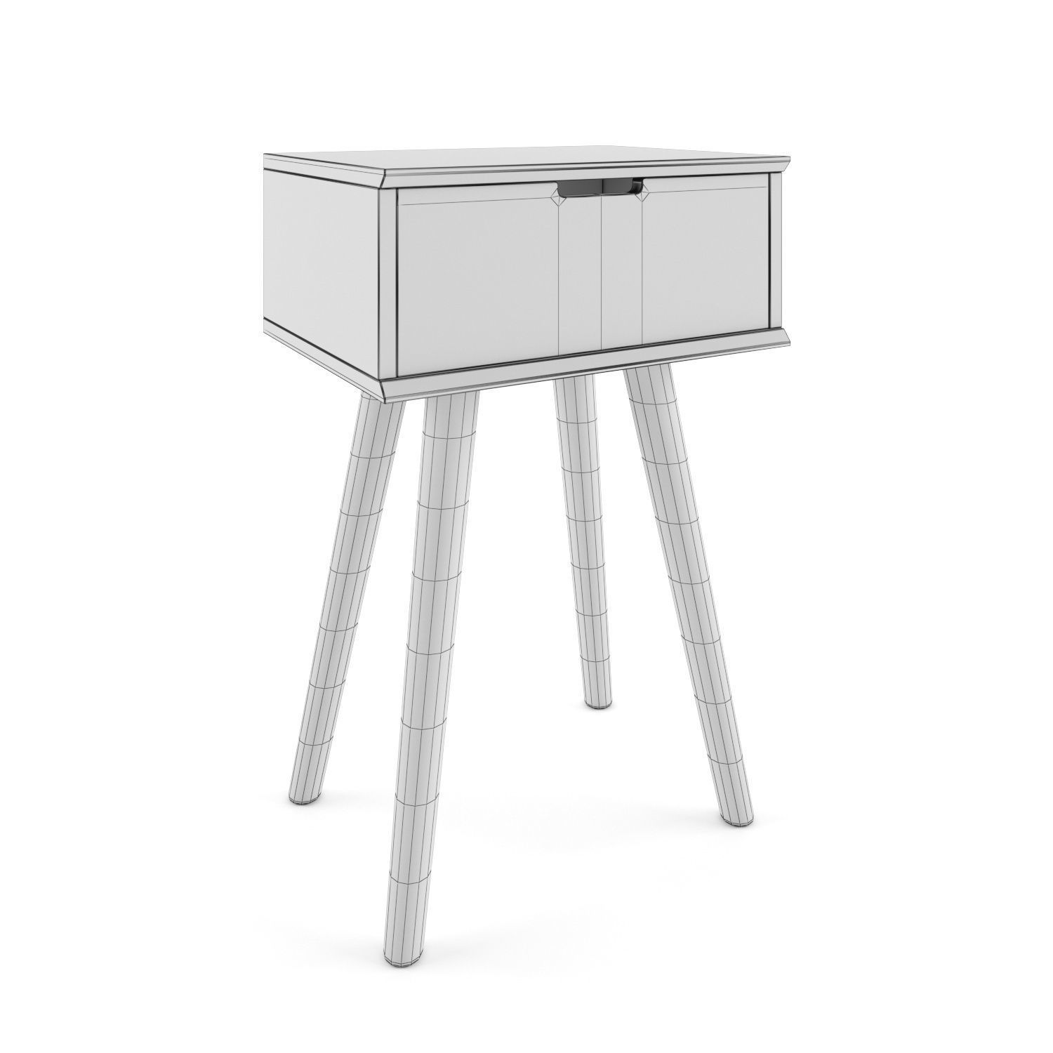 Mitra Bedside Table White 1 Drawer 3D model_1