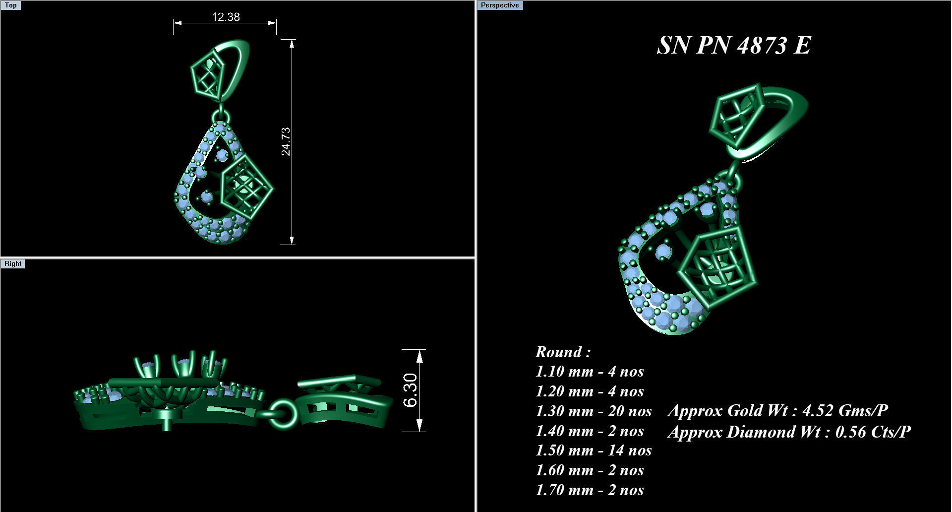 Pendant Earrings Combo 3D print model_2