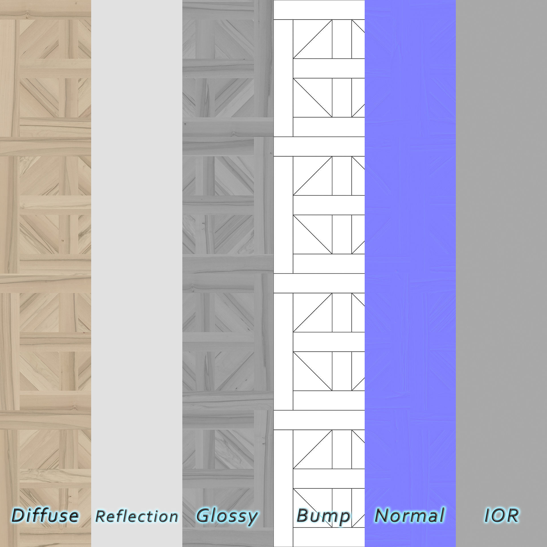 Parquet - Laminate - Wooden floor 4 in 1 3D model_8