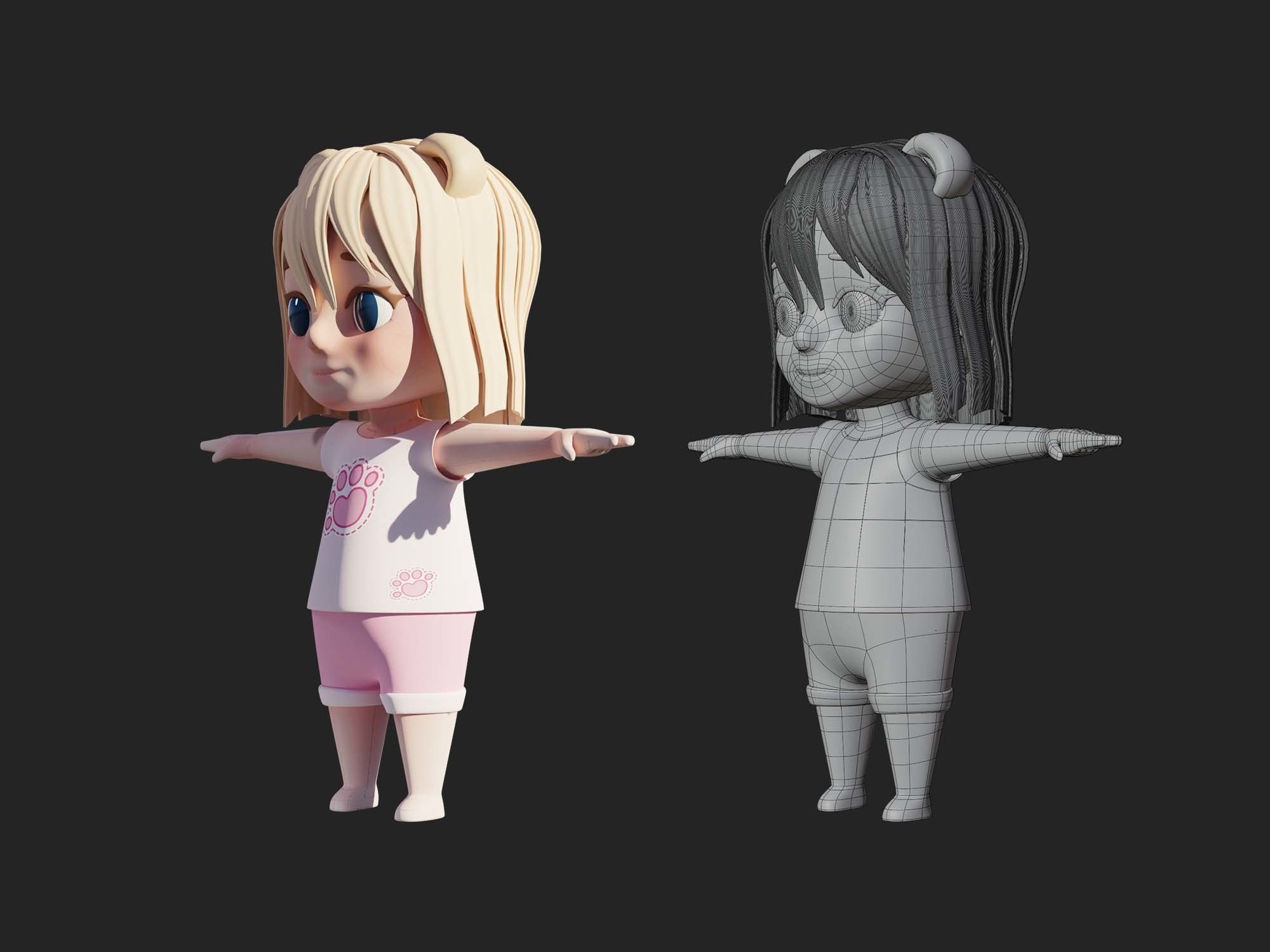 Character cartoon child 3D model_5