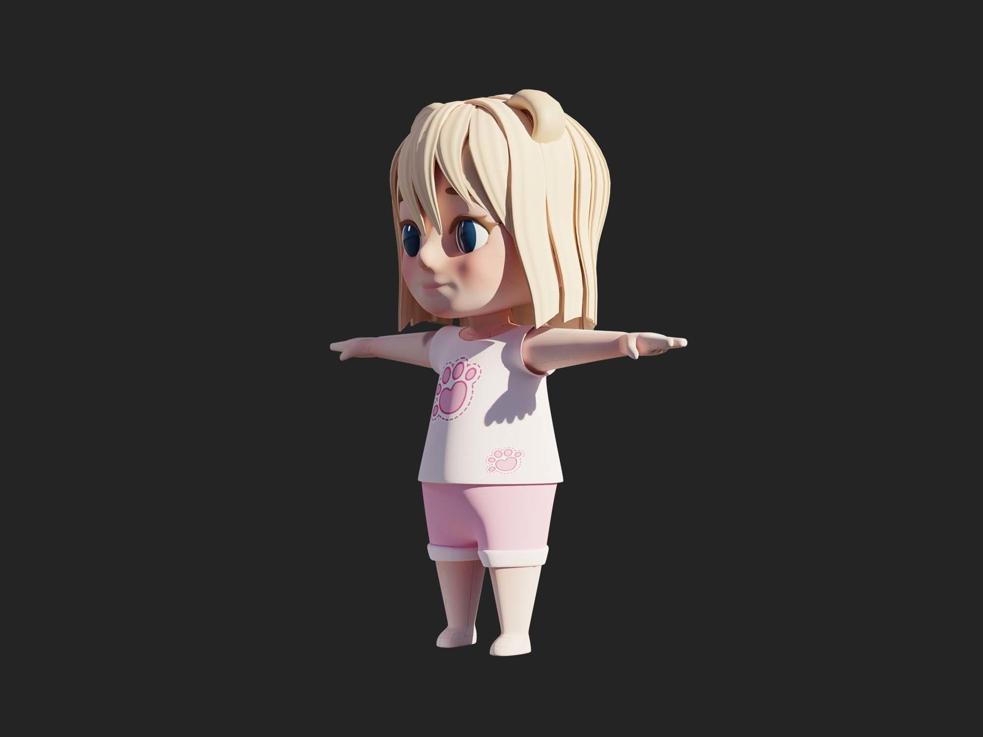Character cartoon child 3D model_1