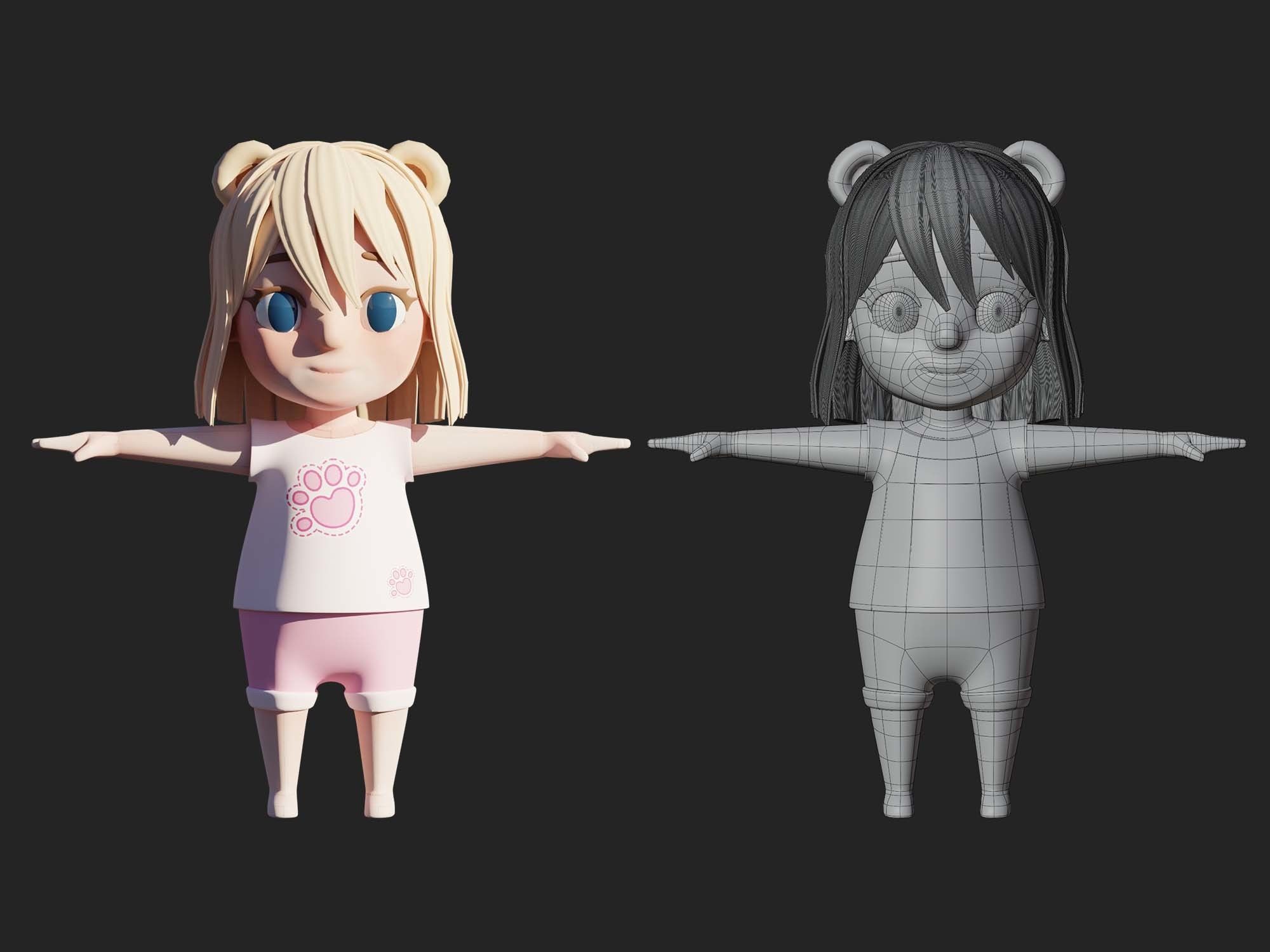 Character cartoon child 3D model_4
