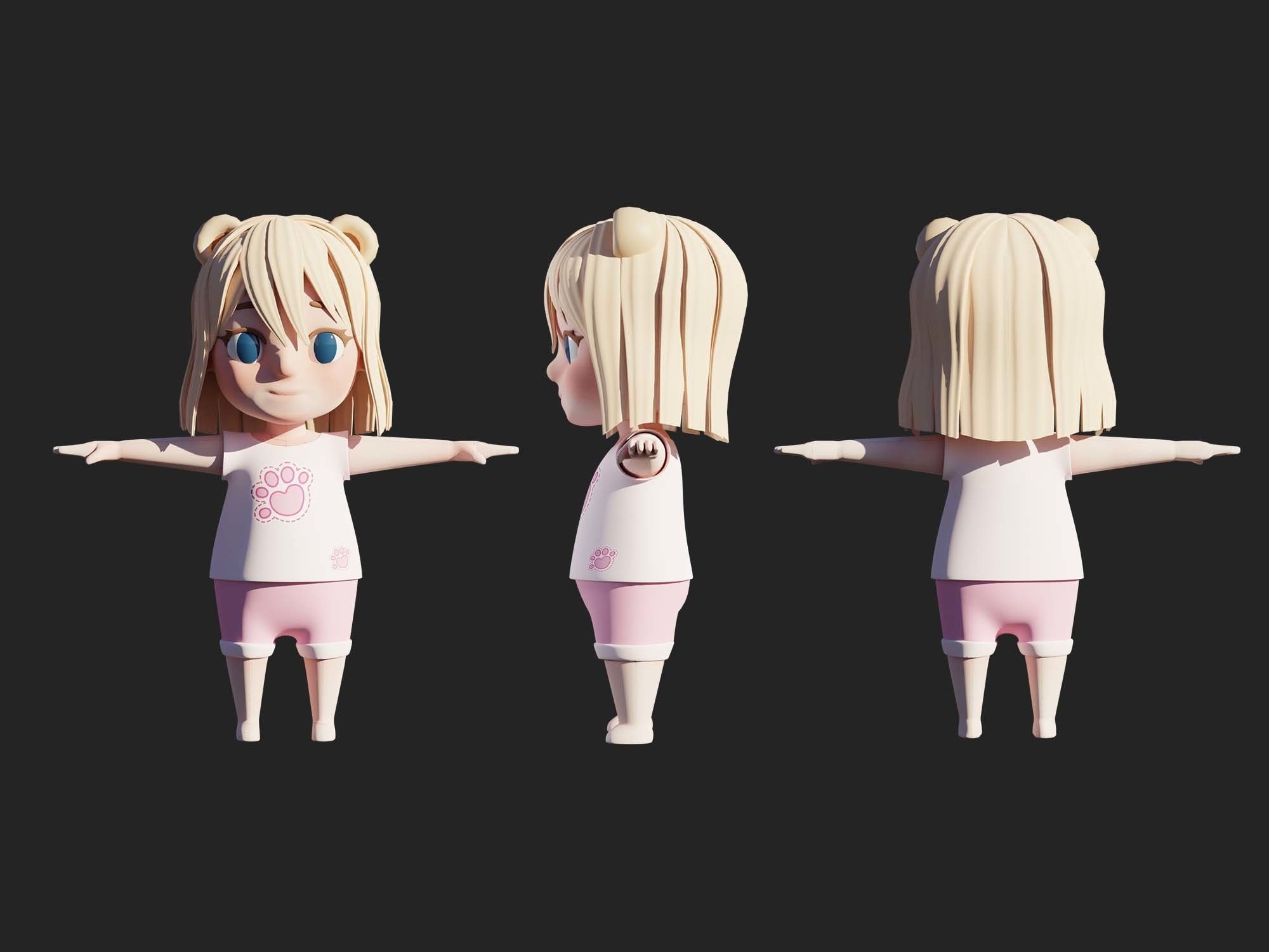 Character cartoon child 3D model_8