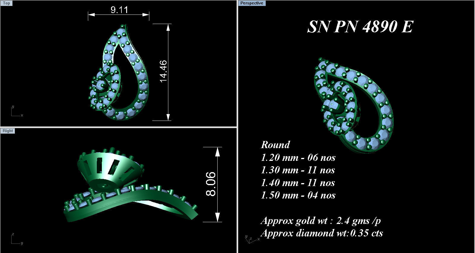 Pendant Earrings Combo 3D print model_1