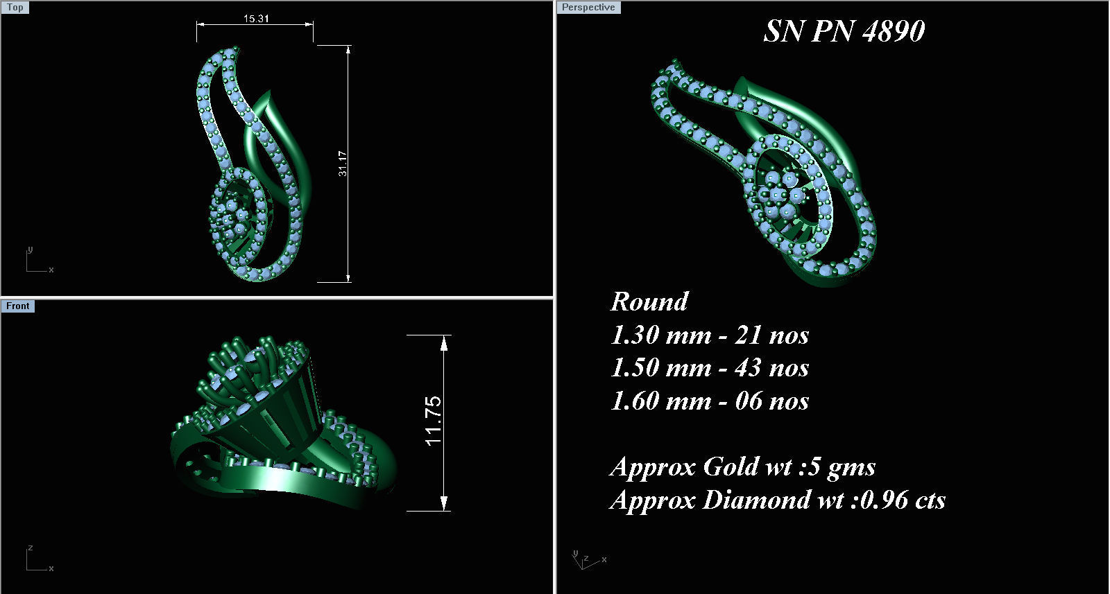 Pendant Earrings Combo 3D print model_2