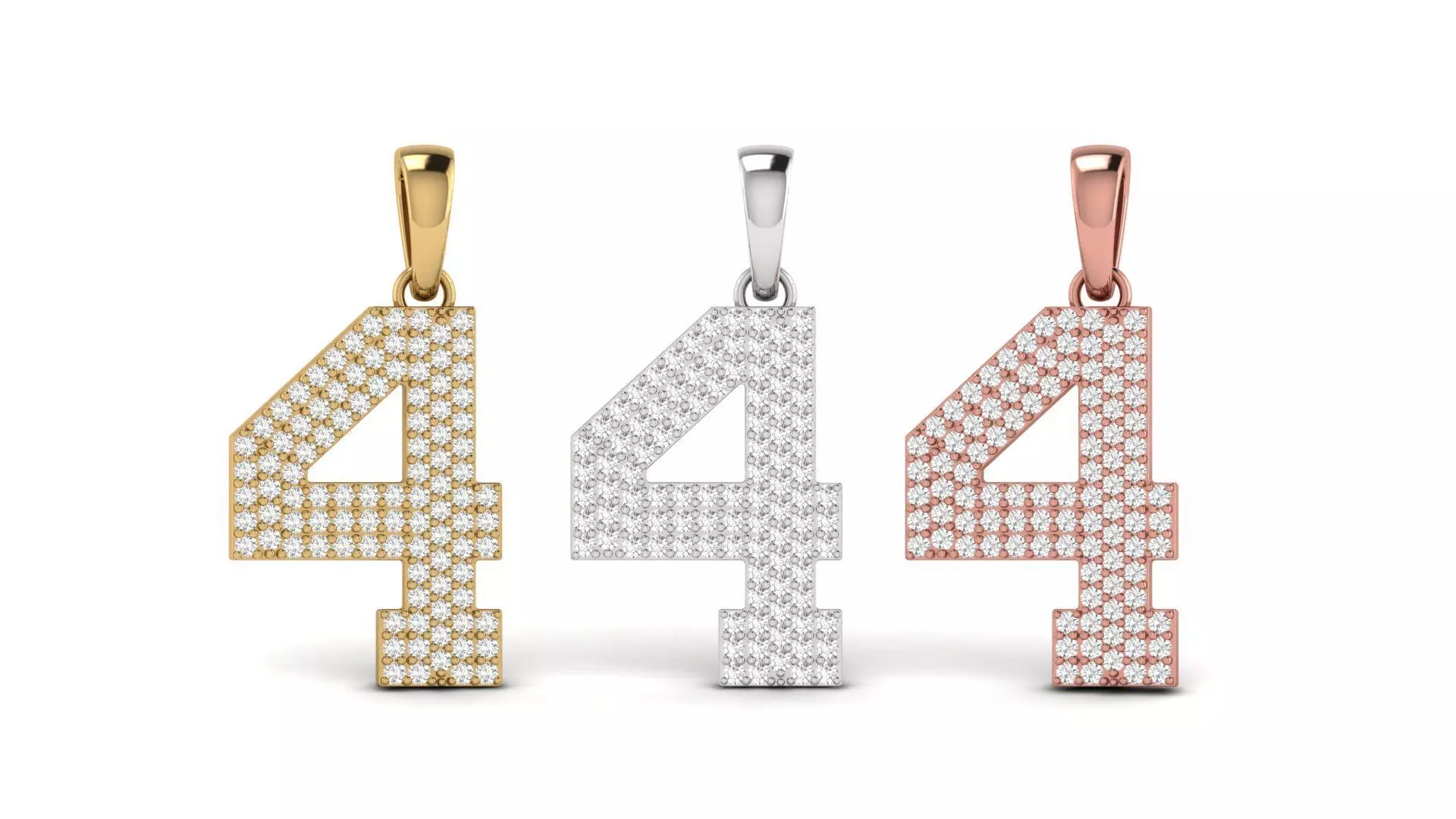 Number 4 Font Diamond Pendant  3D print model_0