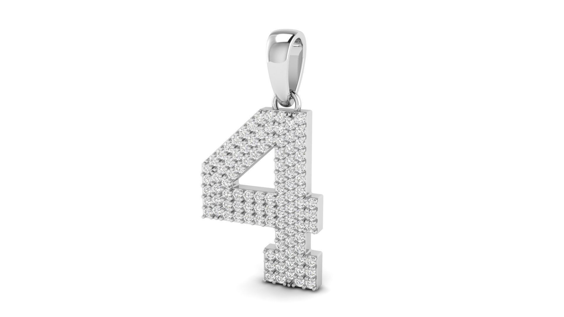 Number 4 Font Diamond Pendant  3D print model_1