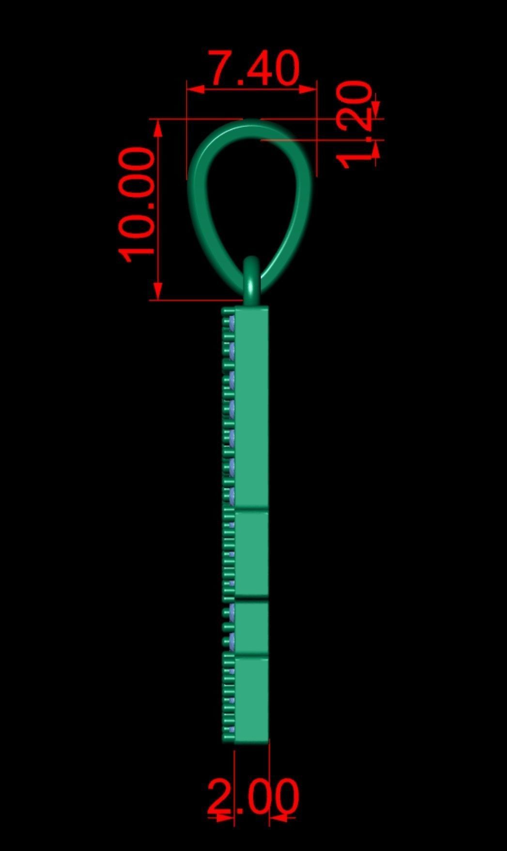 Number 4 Font Diamond Pendant  3D print model_4