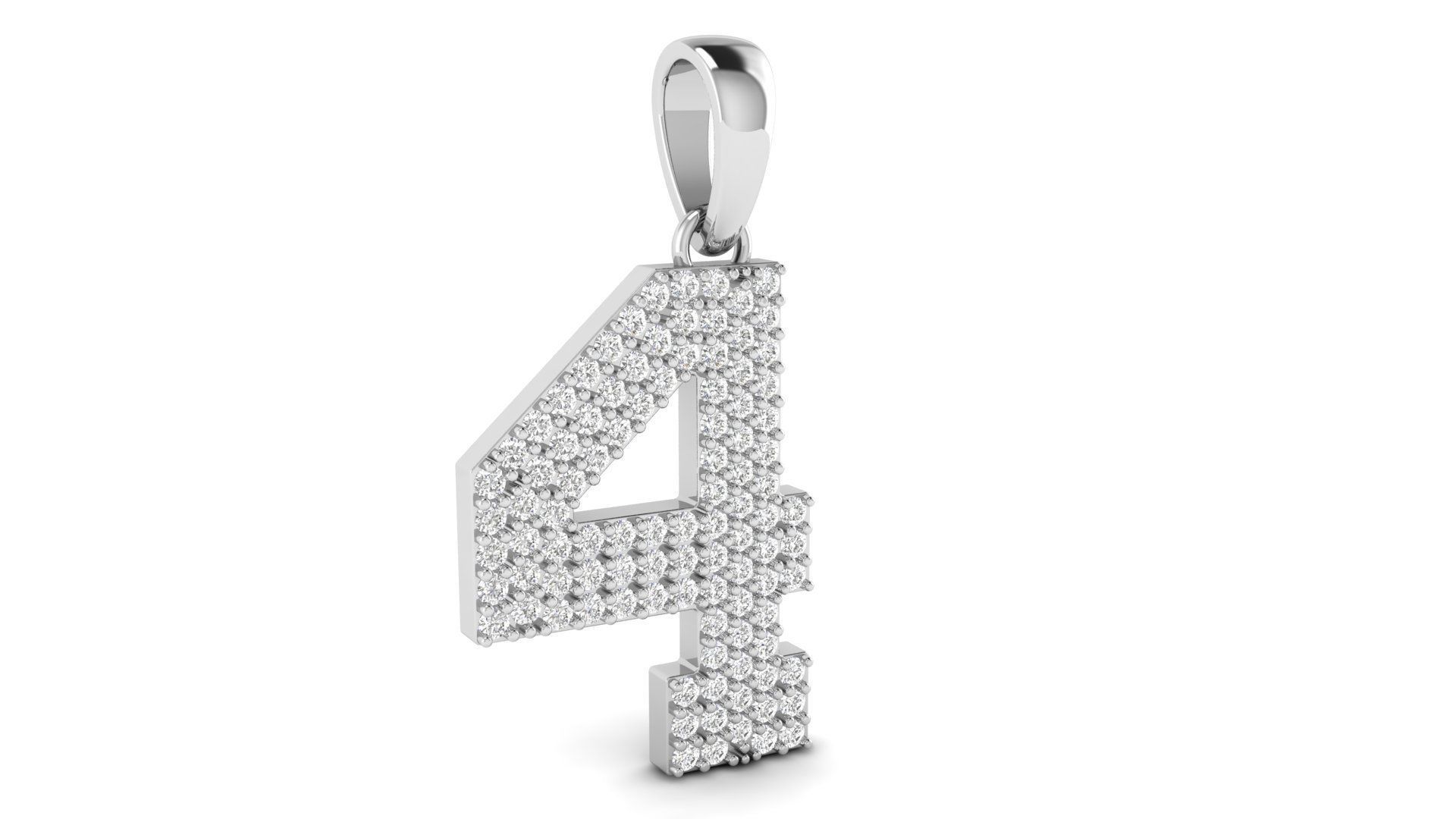 Number 4 Font Diamond Pendant  3D print model_2