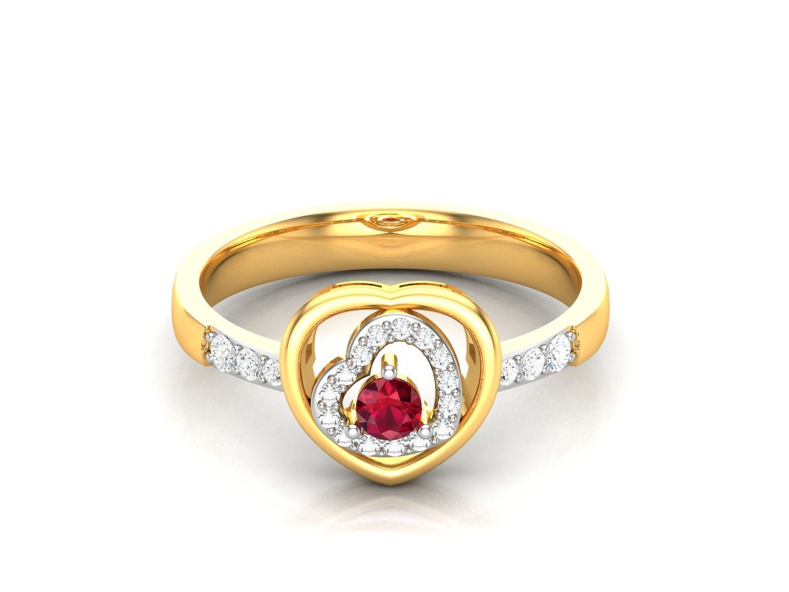 Solitaire Women Engagement Wedding Heart Ring 3D print model_8