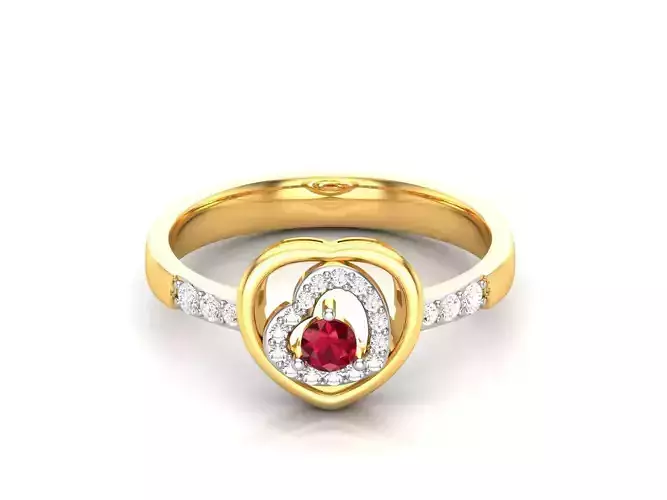 Solitaire Women Engagement Wedding Heart Ring 3D print model Solitaire Women Engagement Wedding Heart Ring 3D print model