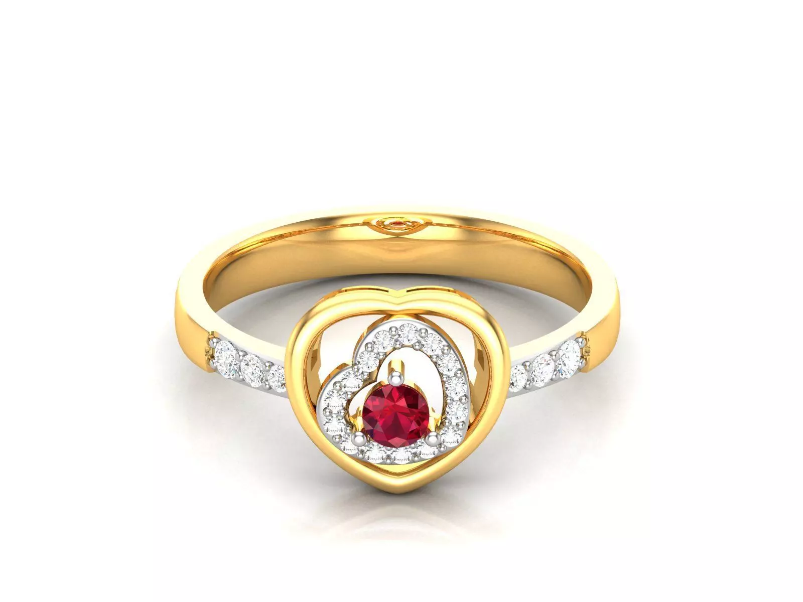 Solitaire Women Engagement Wedding Heart Ring 3D print model_0