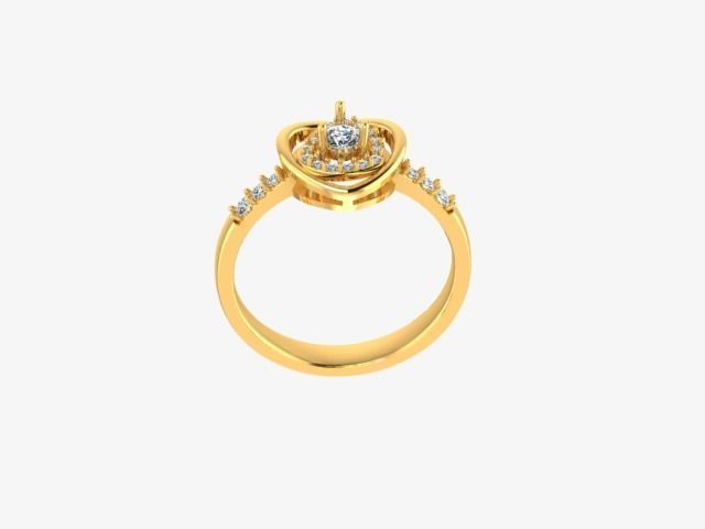 Solitaire Women Engagement Wedding Heart Ring 3D print model_10
