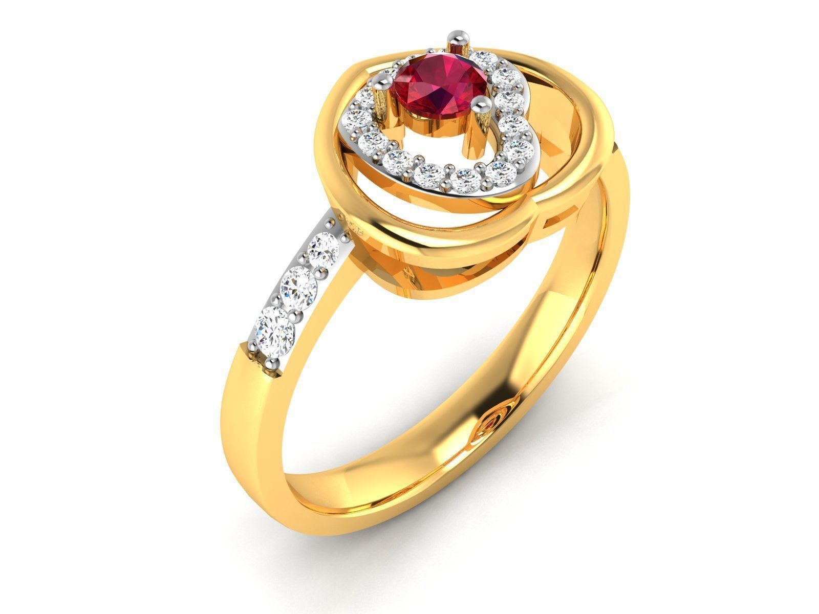 Solitaire Women Engagement Wedding Heart Ring 3D print model_1