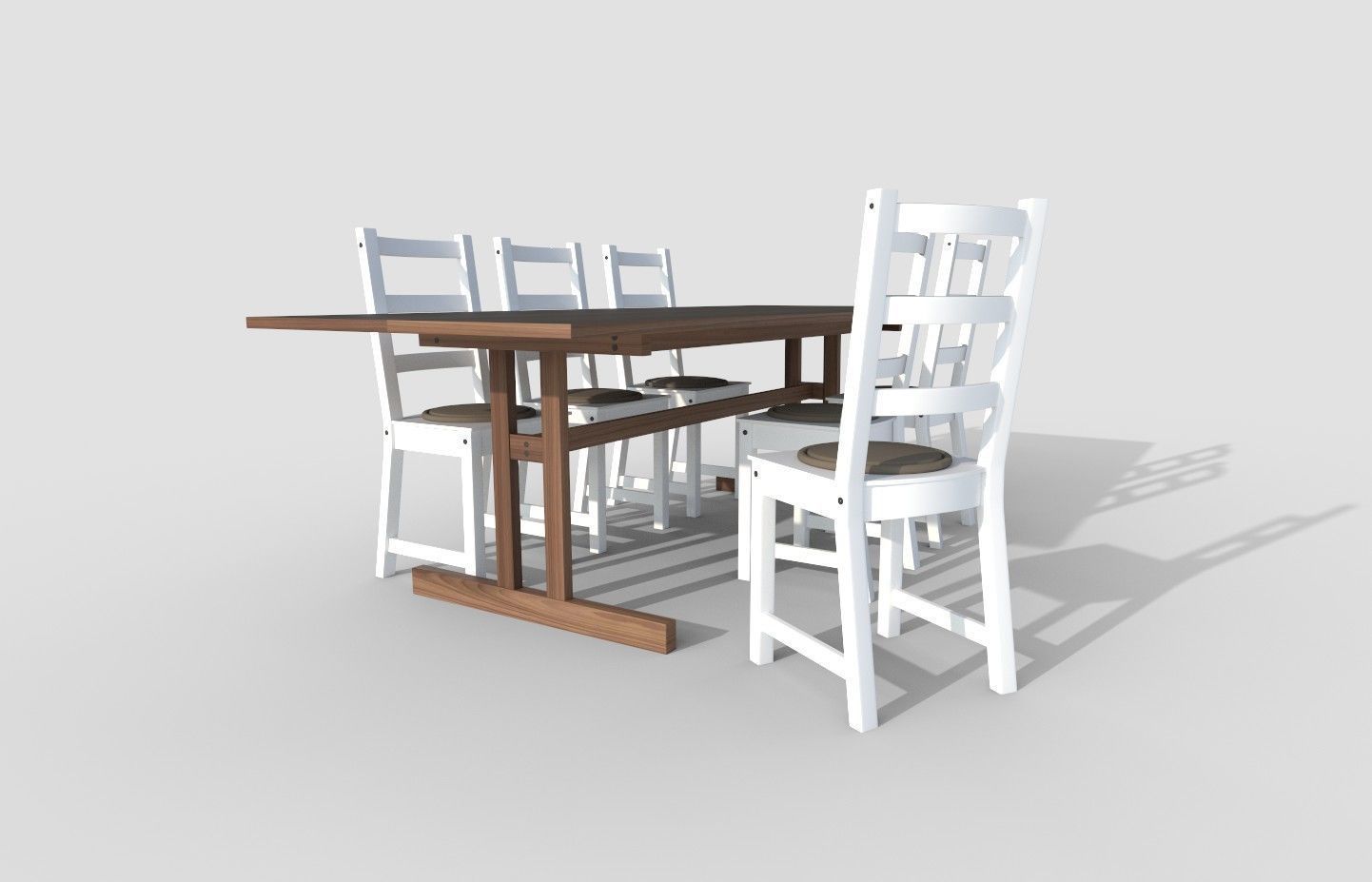 Table and 6 chairs 3D model_2