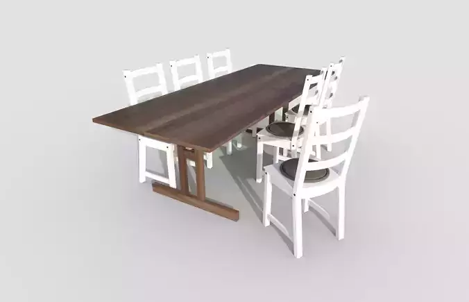 Table and 6 chairs 3D model