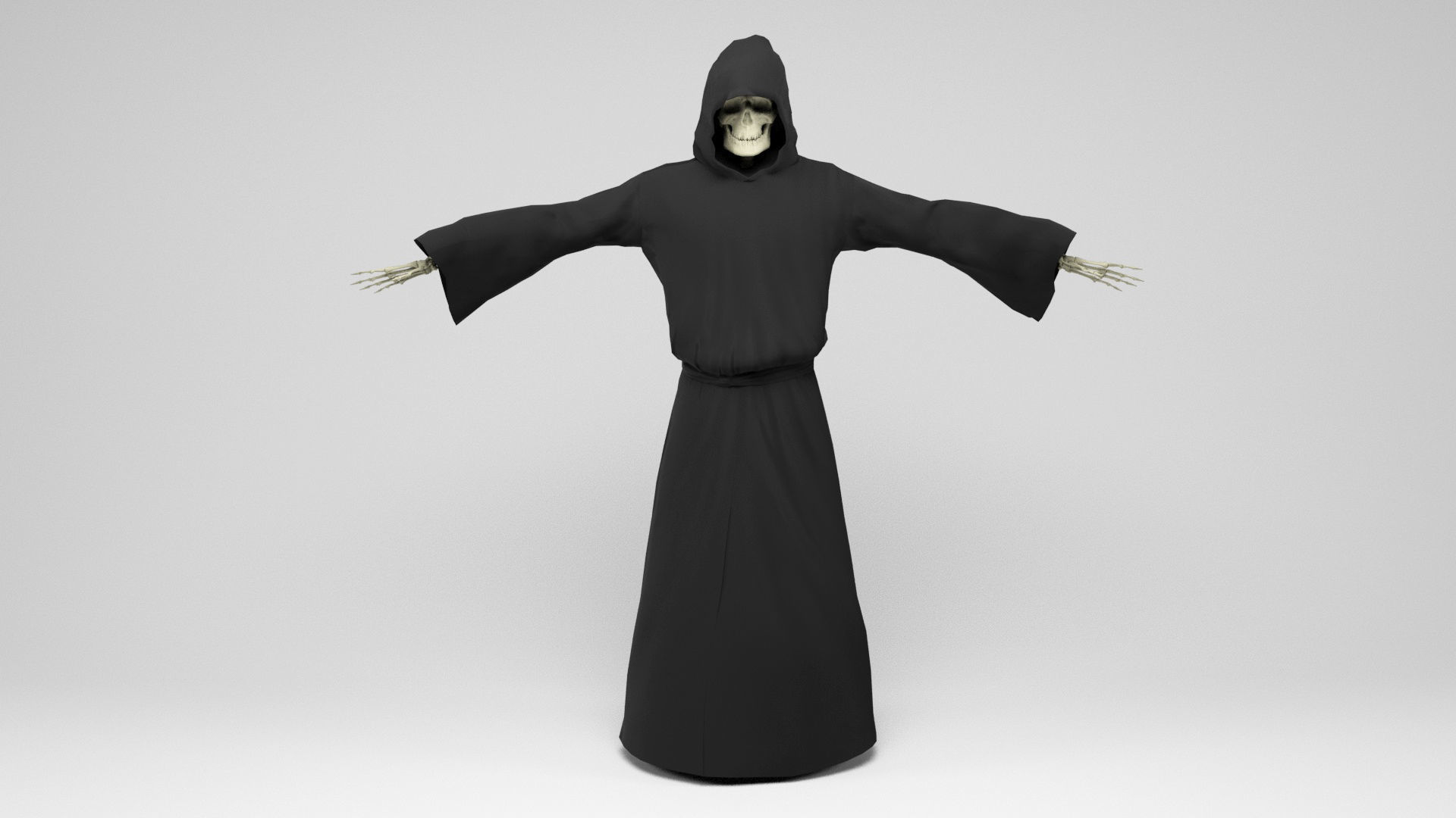 The Death grim reaper with scythe Low-poly 3D model_3