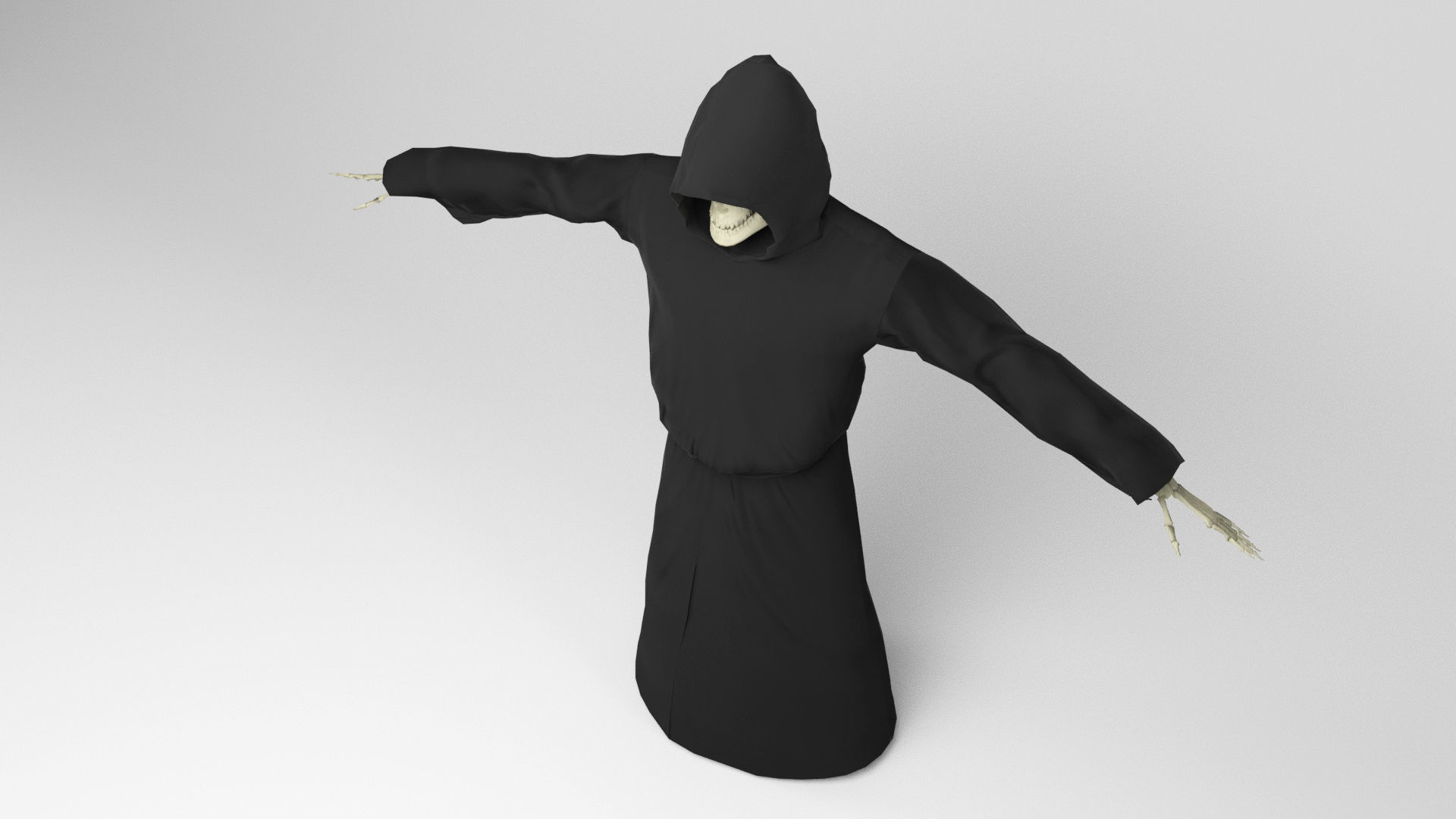 The Death grim reaper with scythe Low-poly 3D model_7