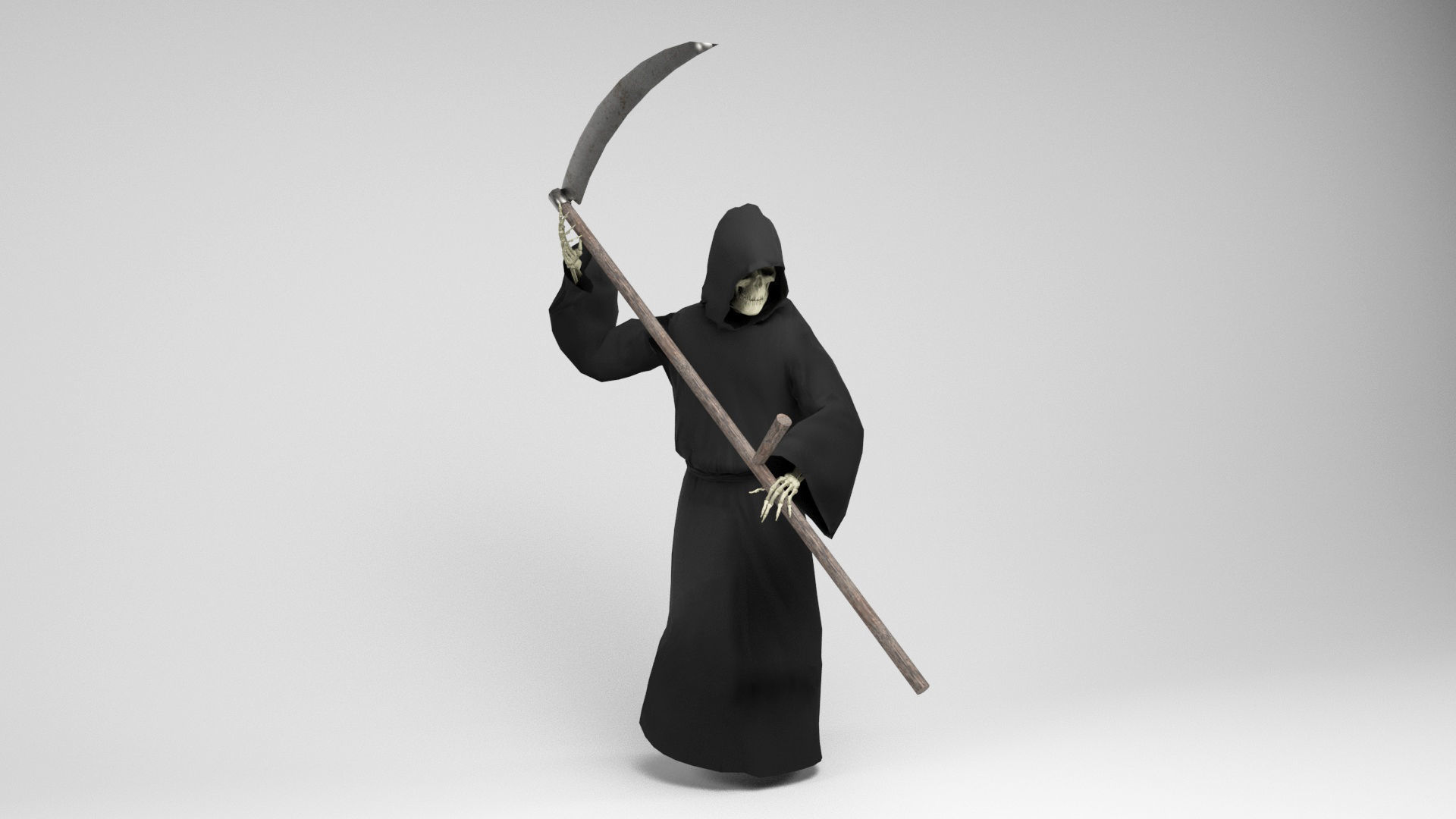 The Death grim reaper with scythe Low-poly 3D model_10