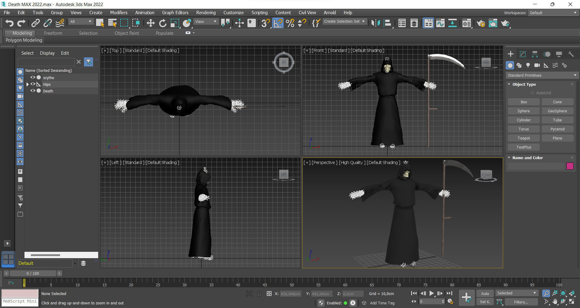 The Death grim reaper with scythe Low-poly 3D model_12