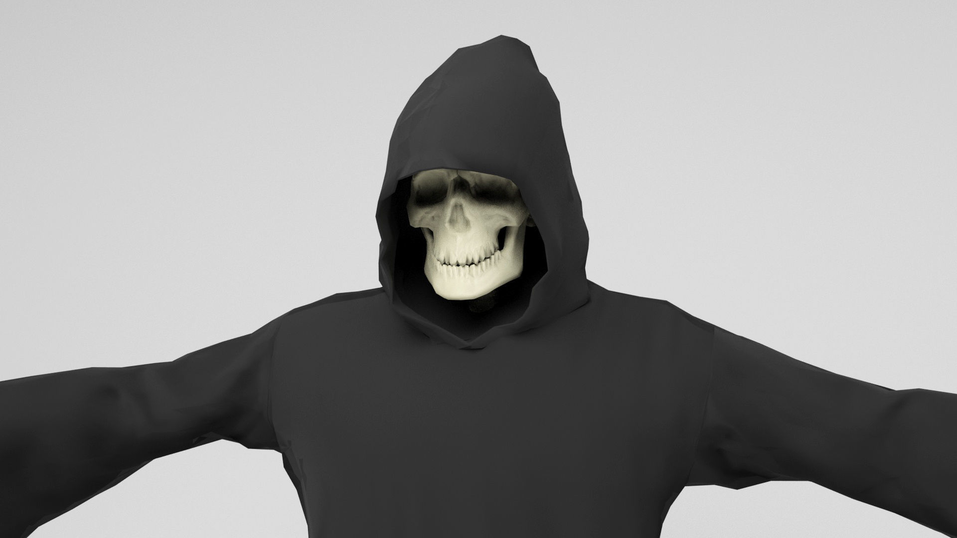 The Death grim reaper with scythe Low-poly 3D model_6
