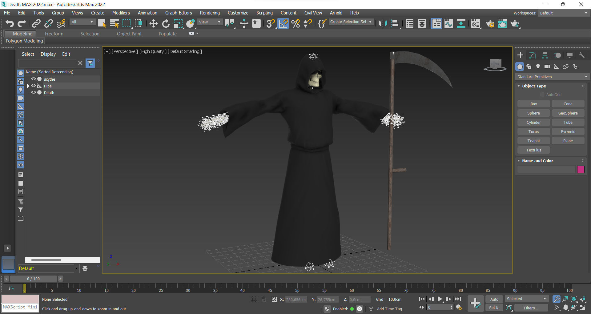 The Death grim reaper with scythe Low-poly 3D model_13