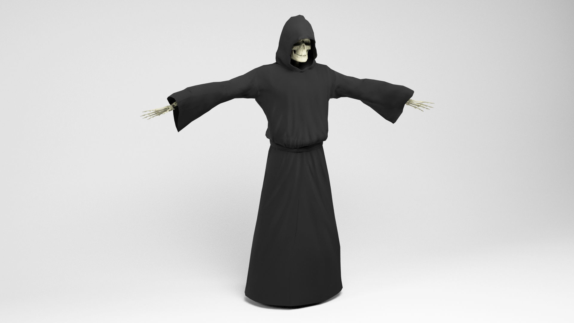 The Death grim reaper with scythe Low-poly 3D model_2