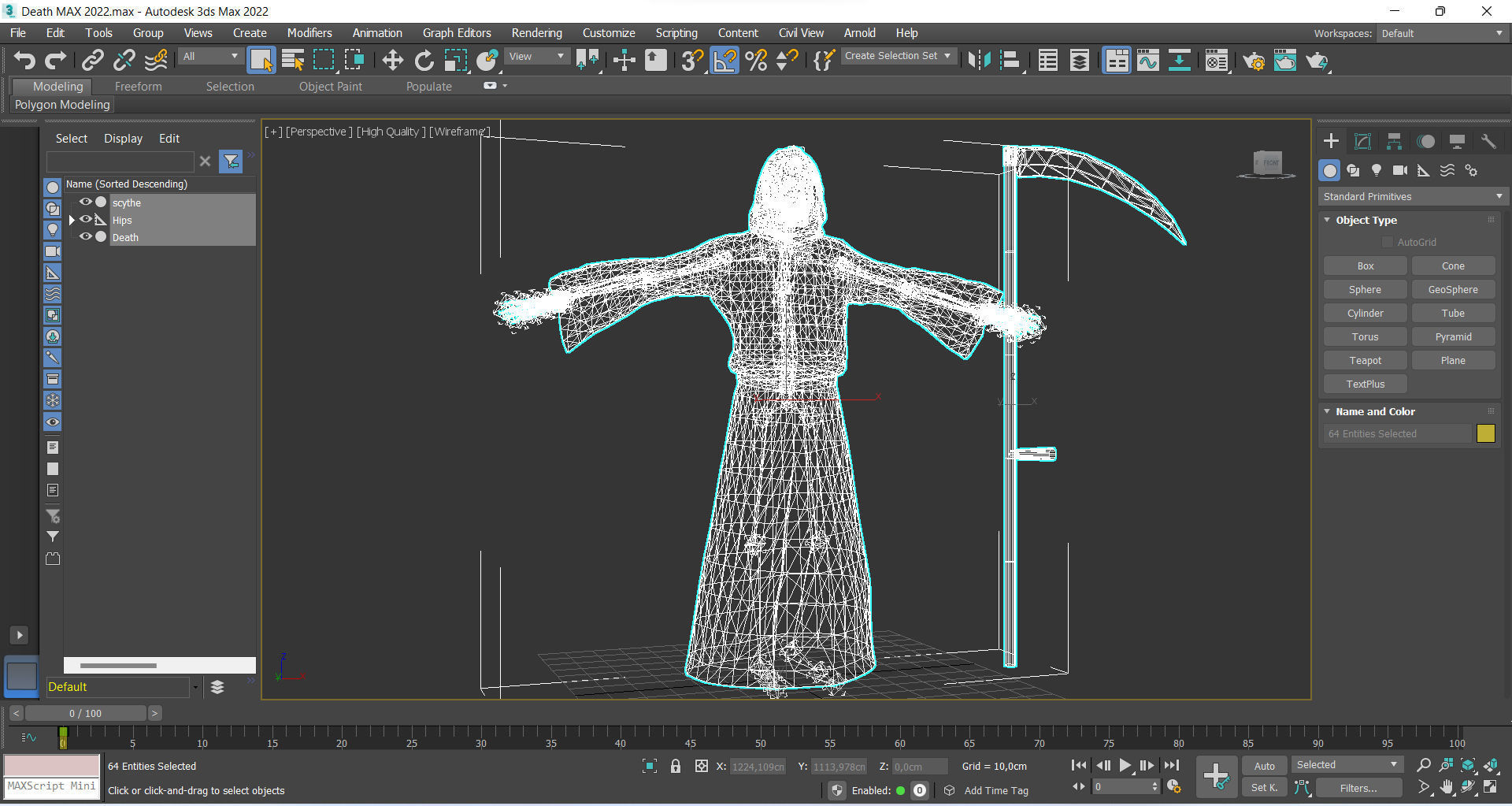 The Death grim reaper with scythe Low-poly 3D model_14