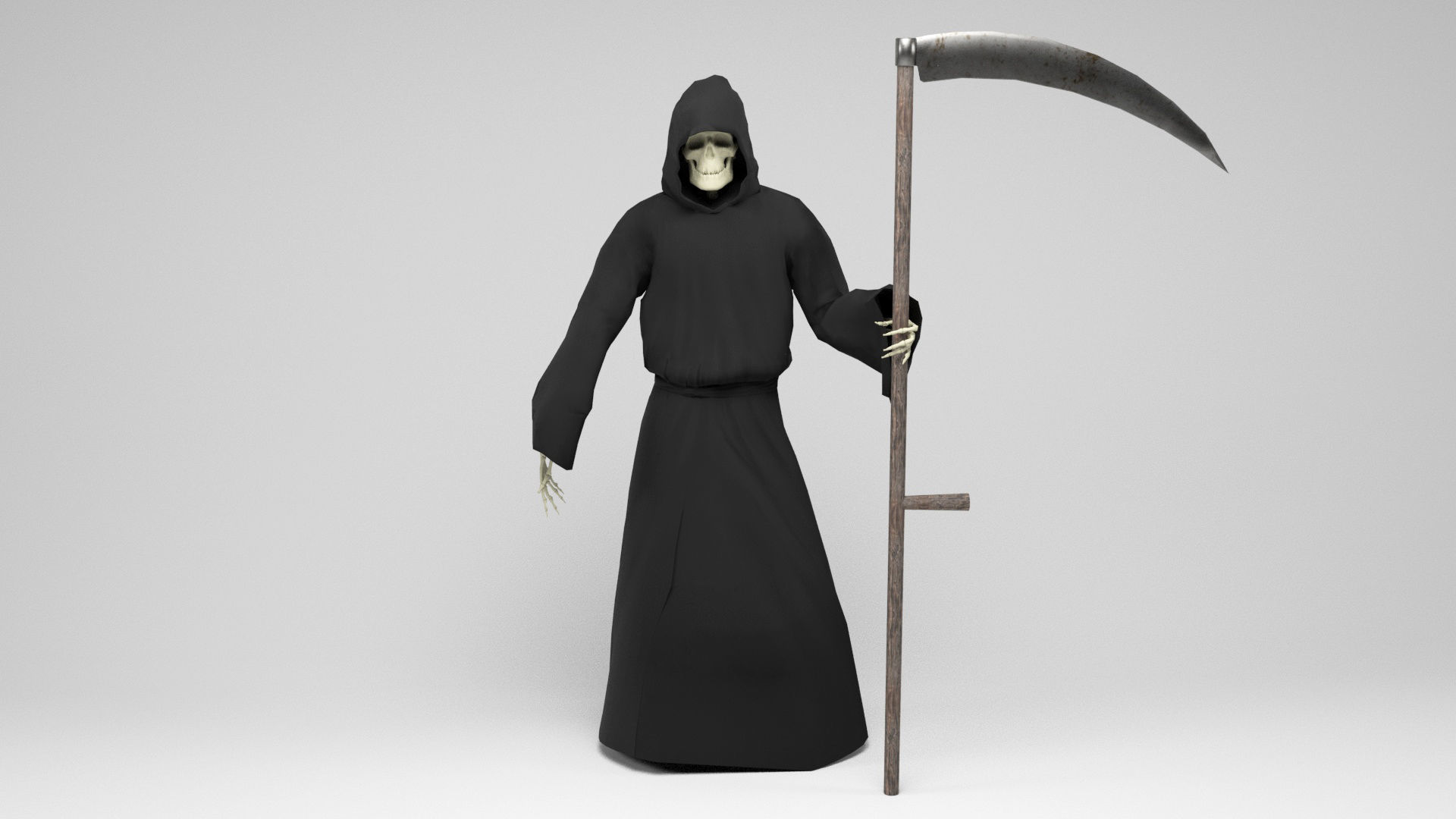 The Death grim reaper with scythe Low-poly 3D model_8