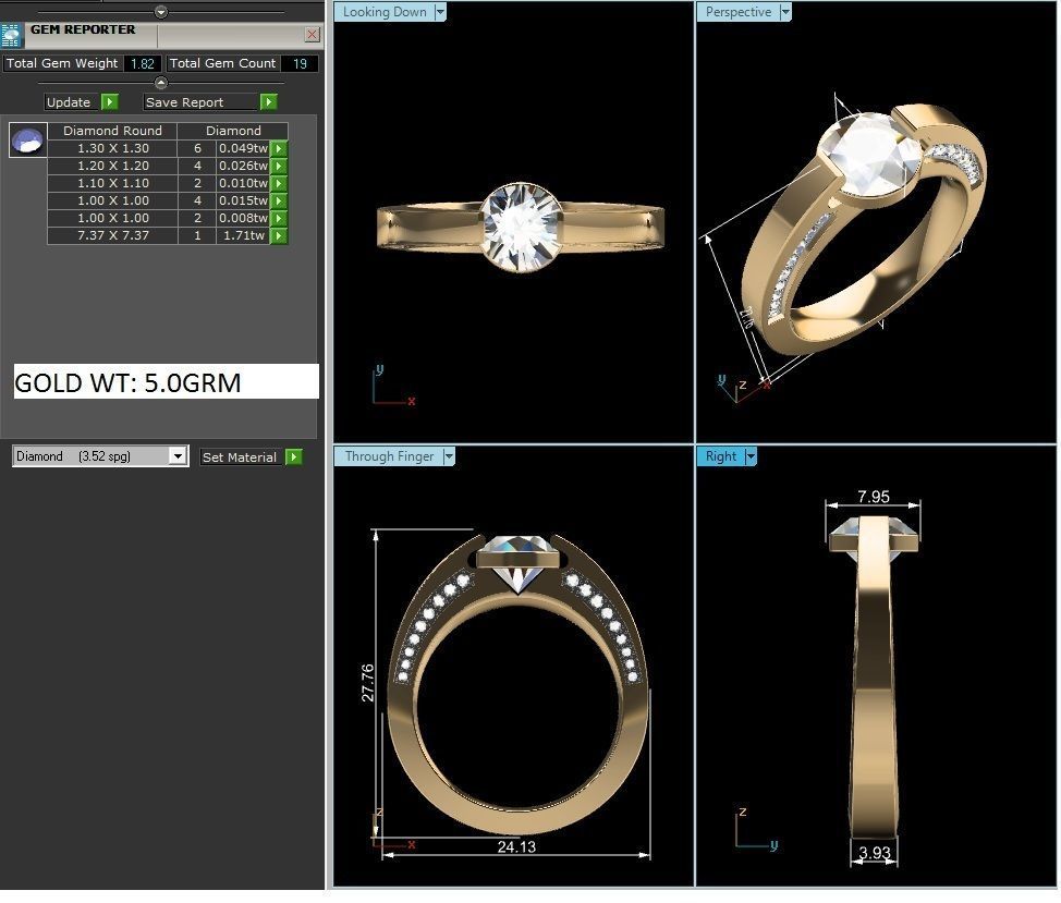Solitaire Engagement Wedding Ring 3D print model_4