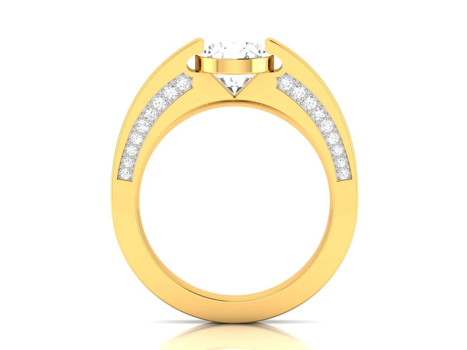 Solitaire Engagement Wedding Ring 3D print model_3
