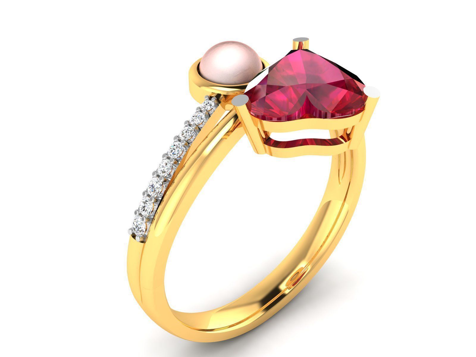 Solitaire Women Wedding Engagement Heart Rings 3D print model_1