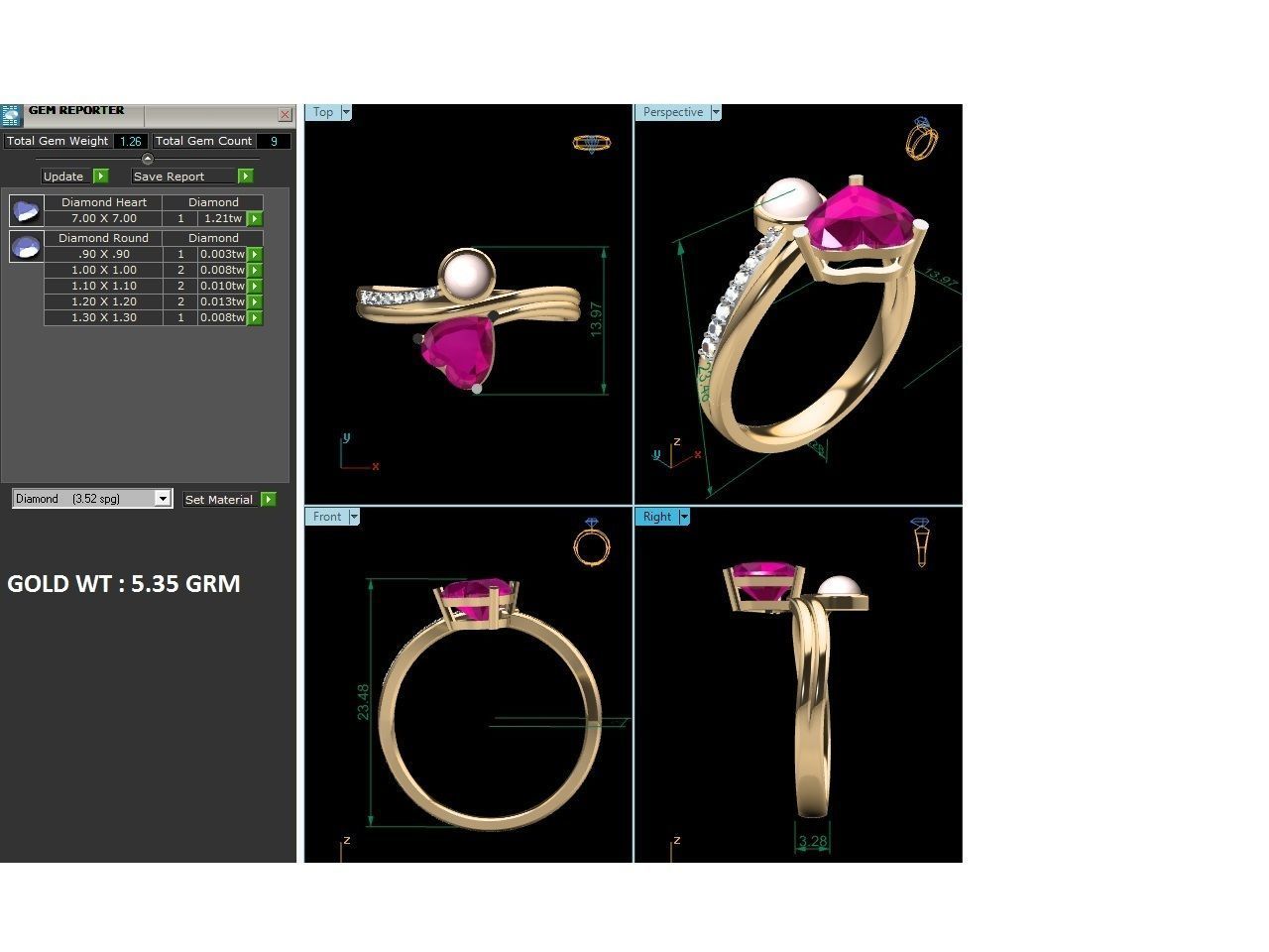 Solitaire Women Wedding Engagement Heart Rings 3D print model_8