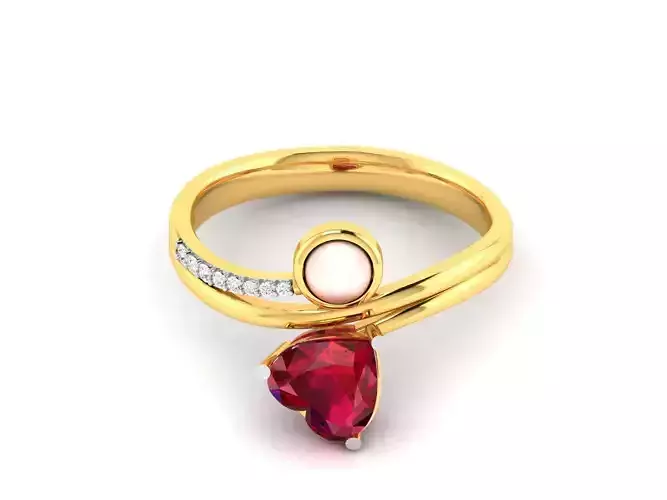 Solitaire Women Wedding Engagement Heart Rings 3D print model