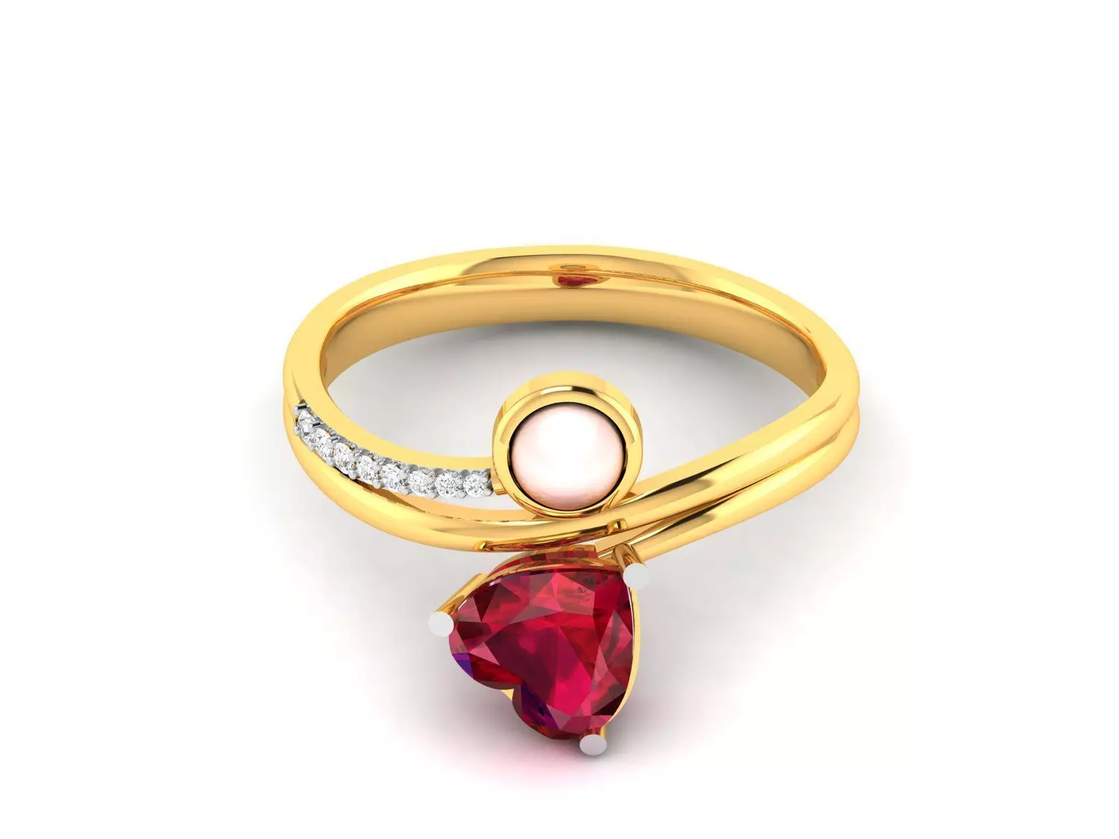 Solitaire Women Wedding Engagement Heart Rings 3D print model_0