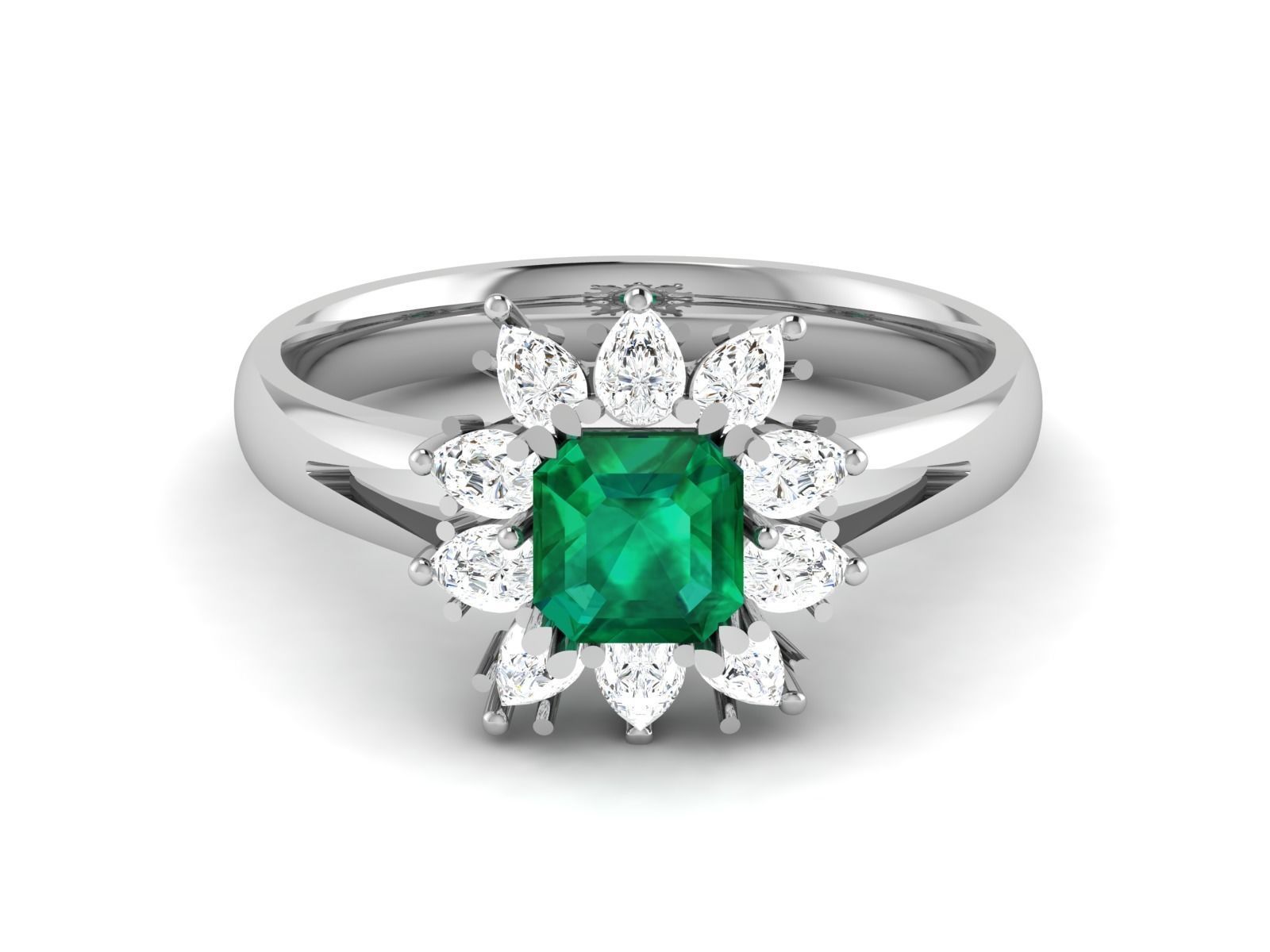 Solitaire Engagement Princess Ring 3D print model_8