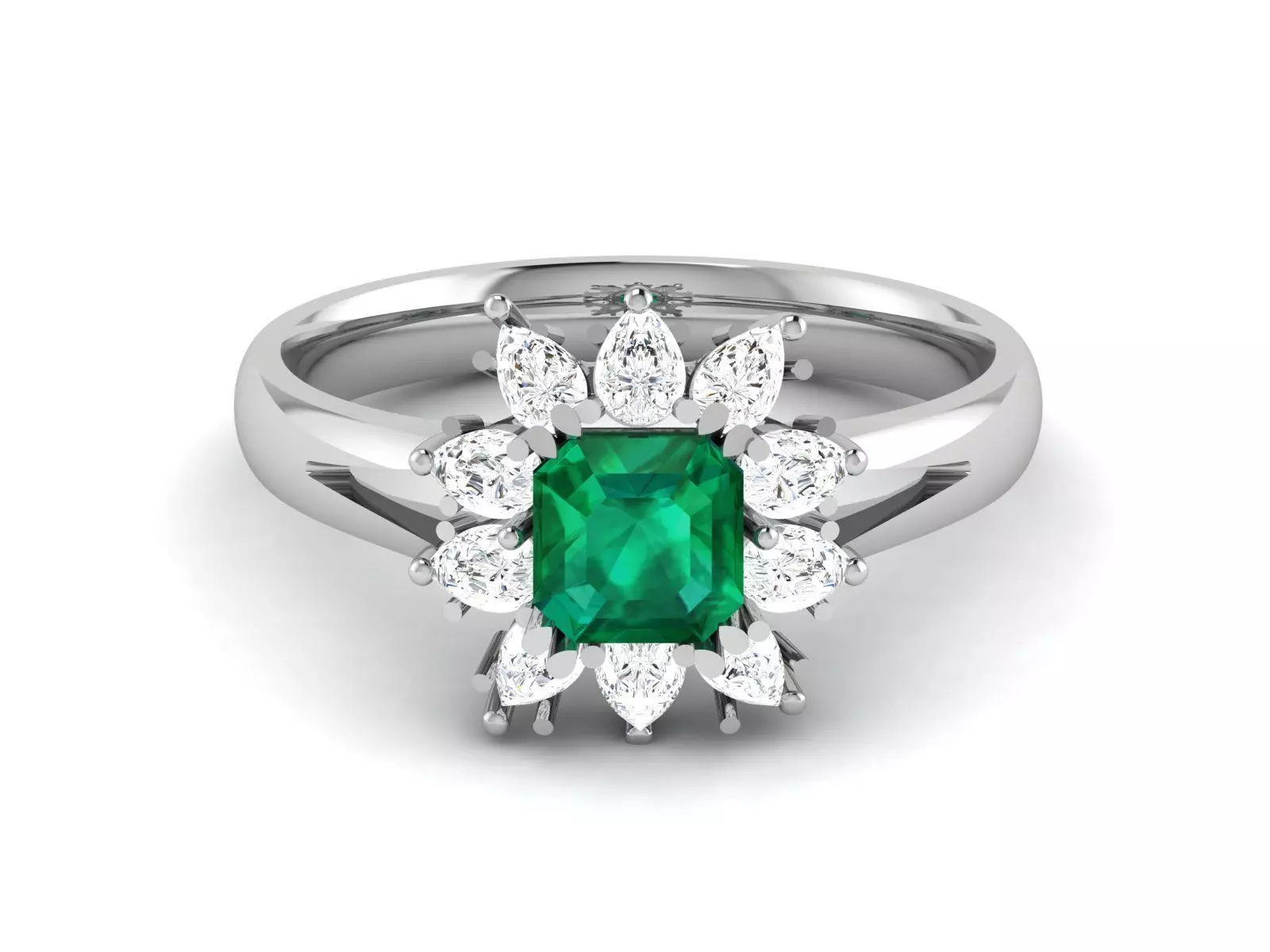 Solitaire Engagement Princess Ring 3D print model_0