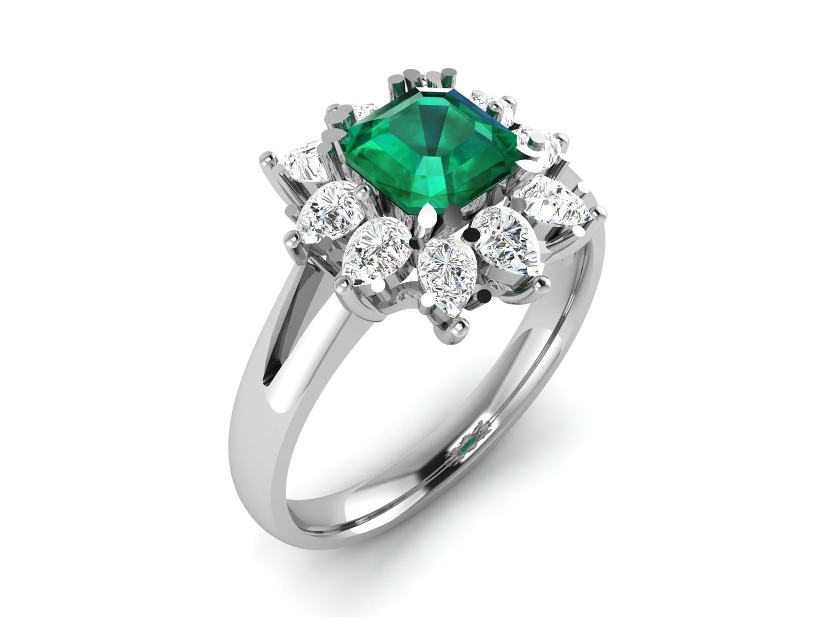 Solitaire Engagement Princess Ring 3D print model_2