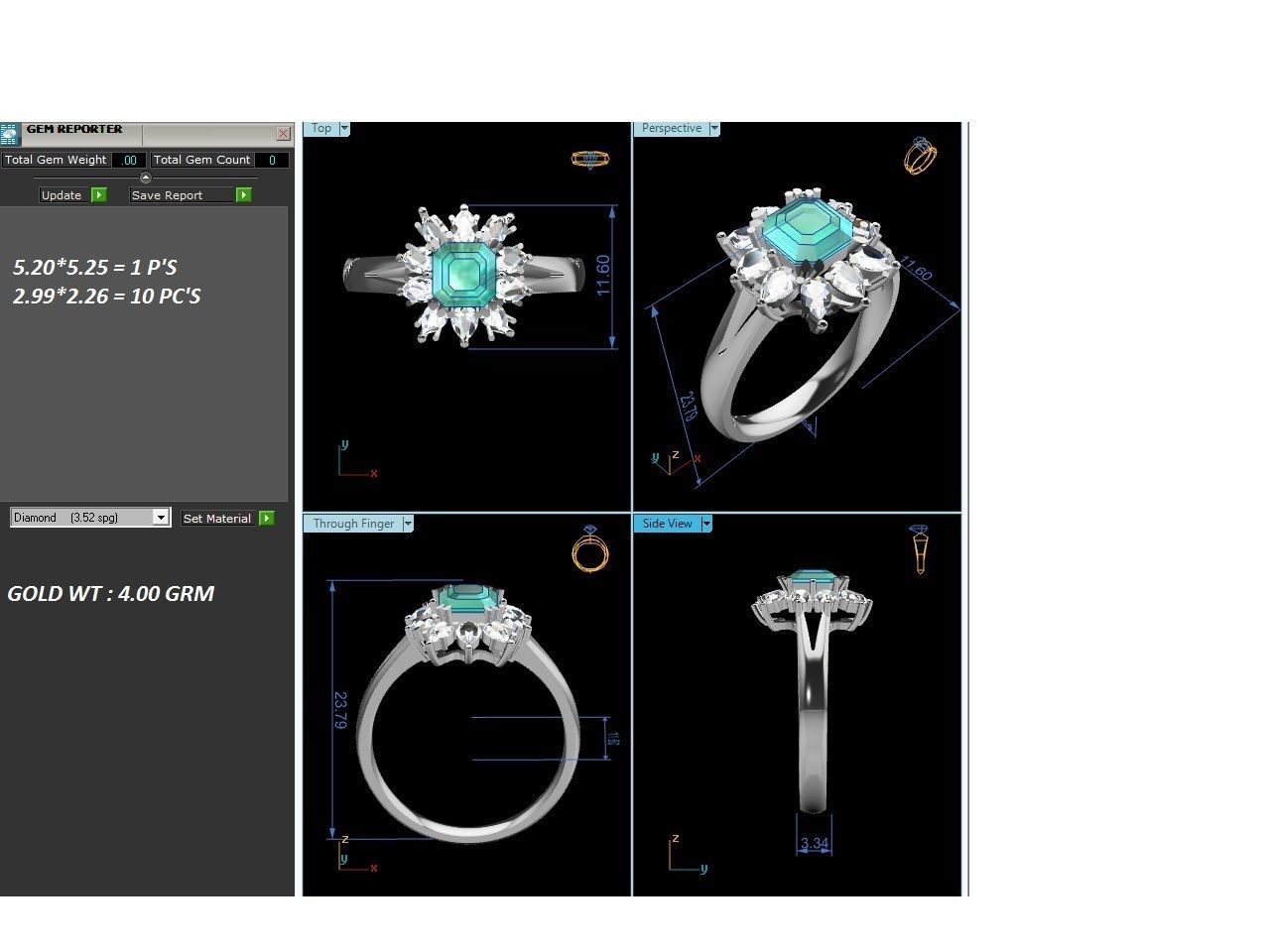 Solitaire Engagement Princess Ring 3D print model_5