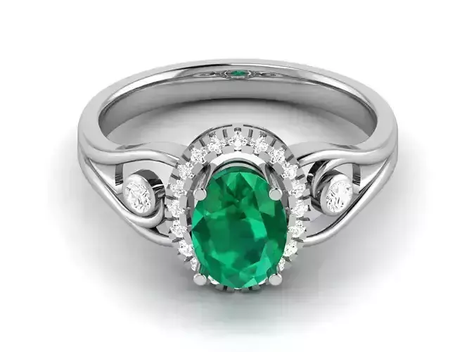 Solitaire Engagement Oval Ring 3D print model