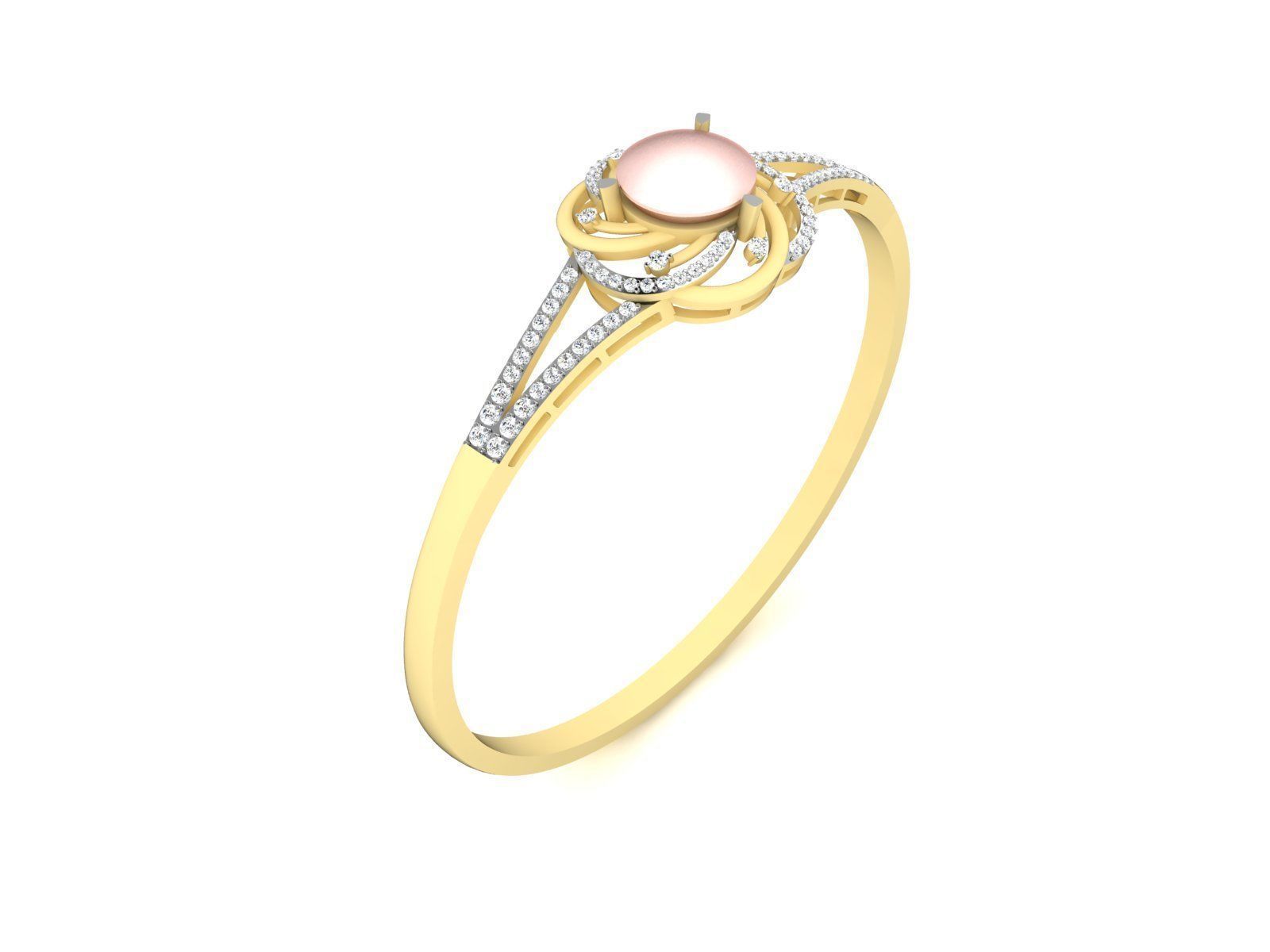 Solitaire Engagement Opal Stone  Ring 3D print model_1