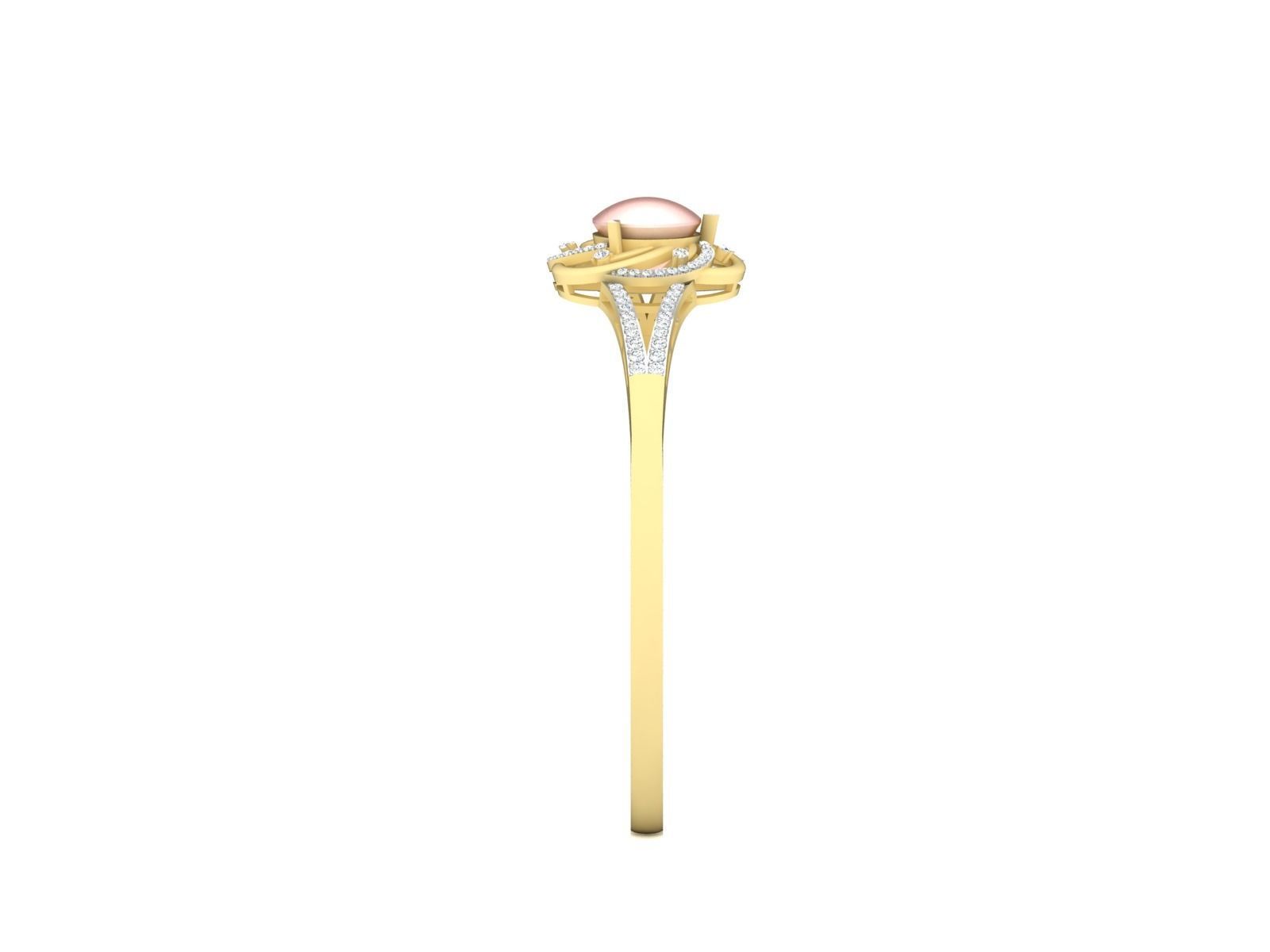 Solitaire Engagement Opal Stone  Ring 3D print model_7